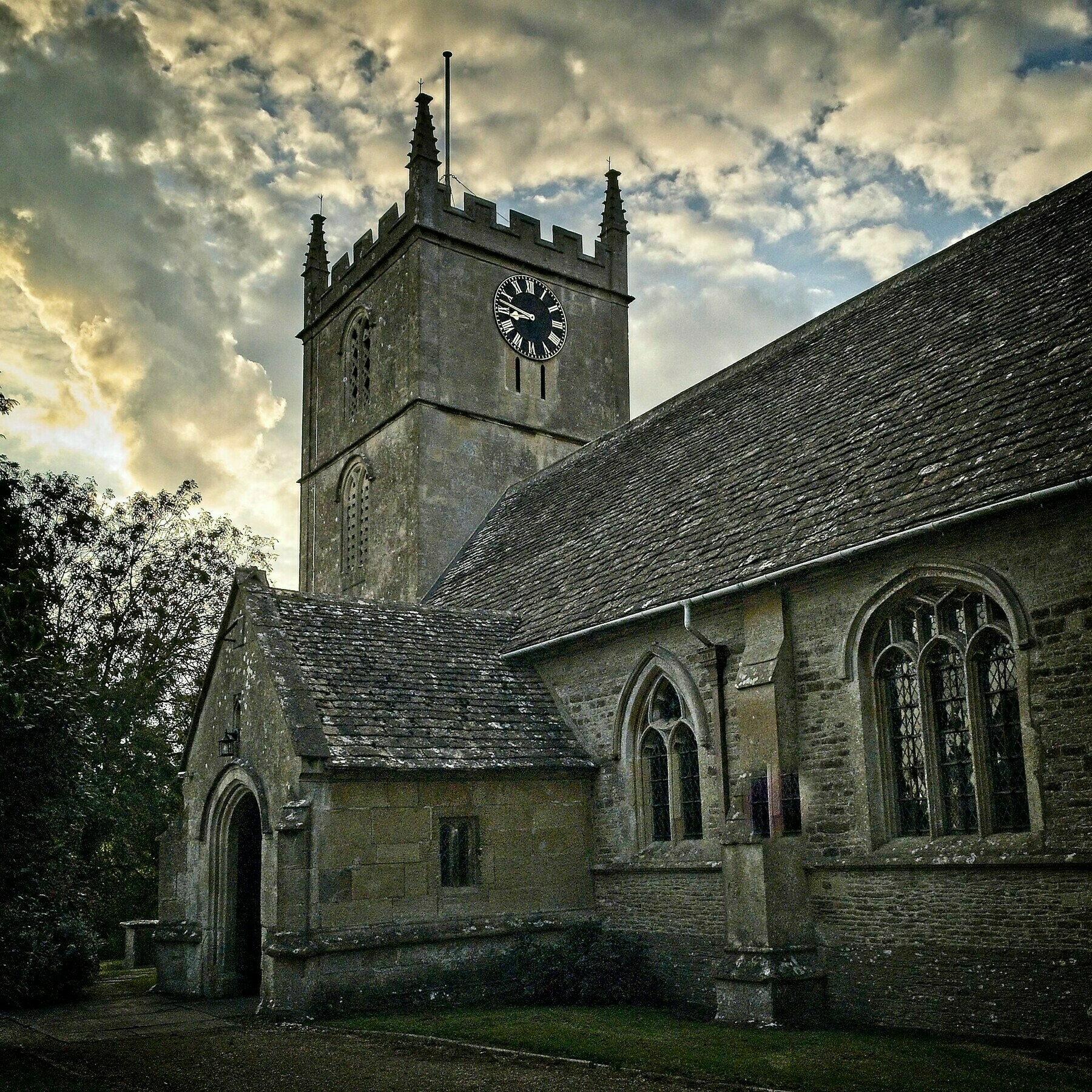 christian malford church in the early evening
