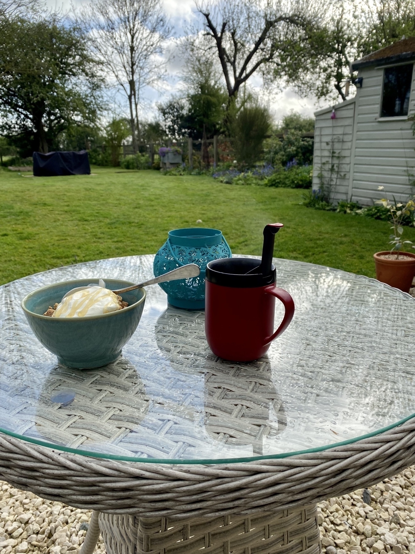 photo of breakfast on a patio
